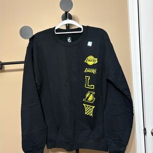 NBA Black Yellow  Lakers Logo Men's crewneck sweatshirt small NEW Basketball